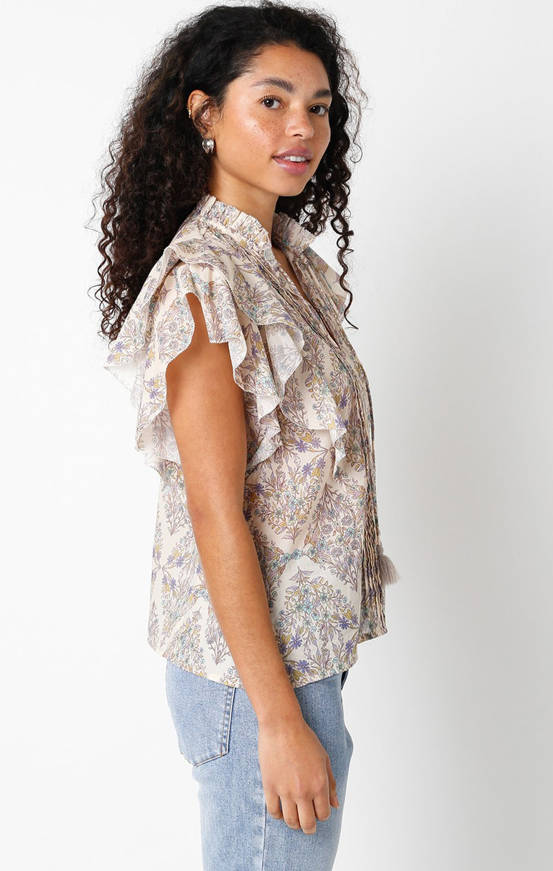 FINAL SALE Dakota Floral Top | Natural Lilac