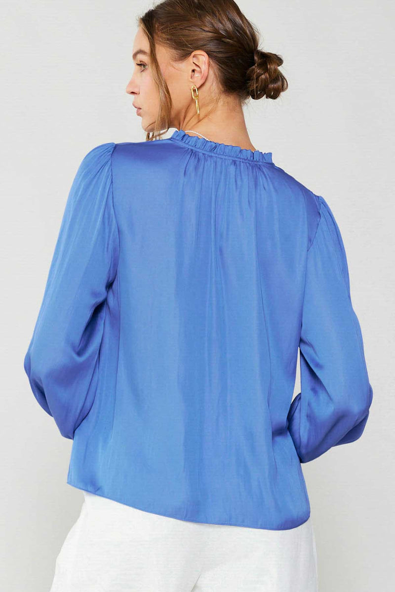 Primavera Puff Sleeve Top | Azure Blue