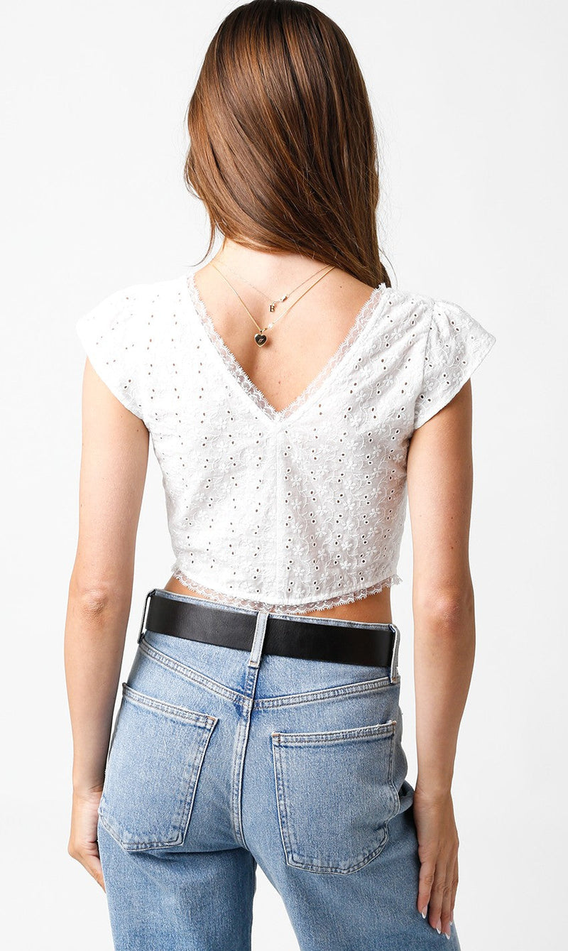 FINAL SALE Tonya Eyelet Lace Tank Top | White