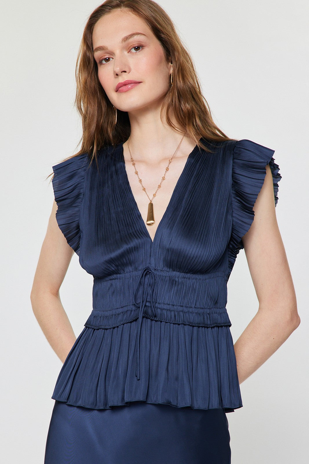 Olivia Navy Peplum Top