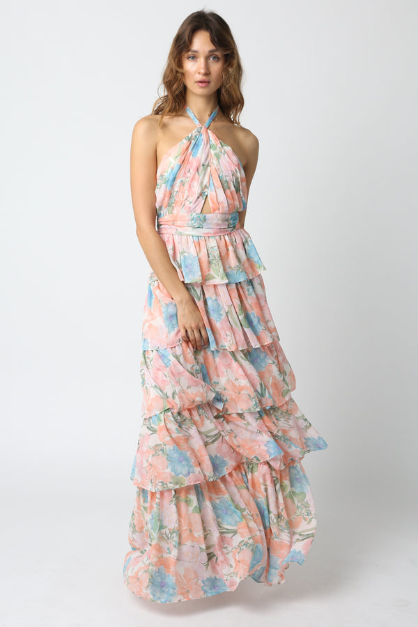 Elizabeth Floral Halter Midi Dress