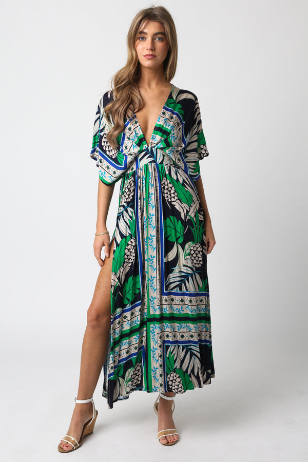 Sondra Floral Maxi Dress | Navy Green
