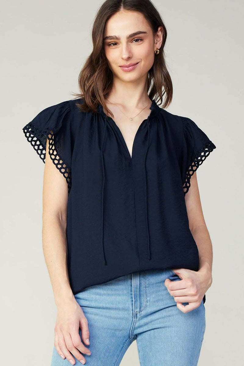 FINAL SALE Current Air | Sade Embroidery Sleeve Top