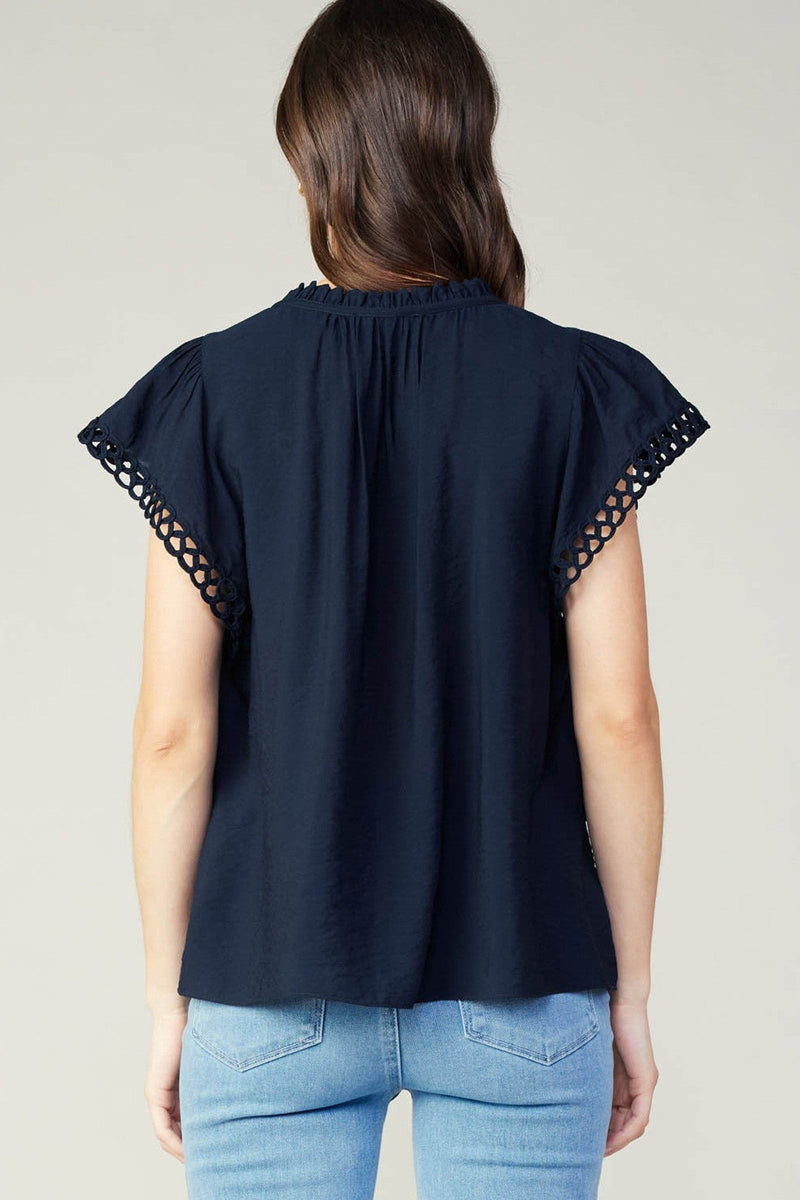 FINAL SALE Current Air | Sade Embroidery Sleeve Top