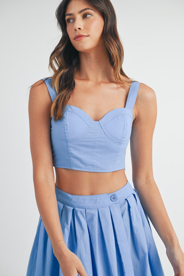 FINAL SALE Portia Bustier Crop Top | French Blue