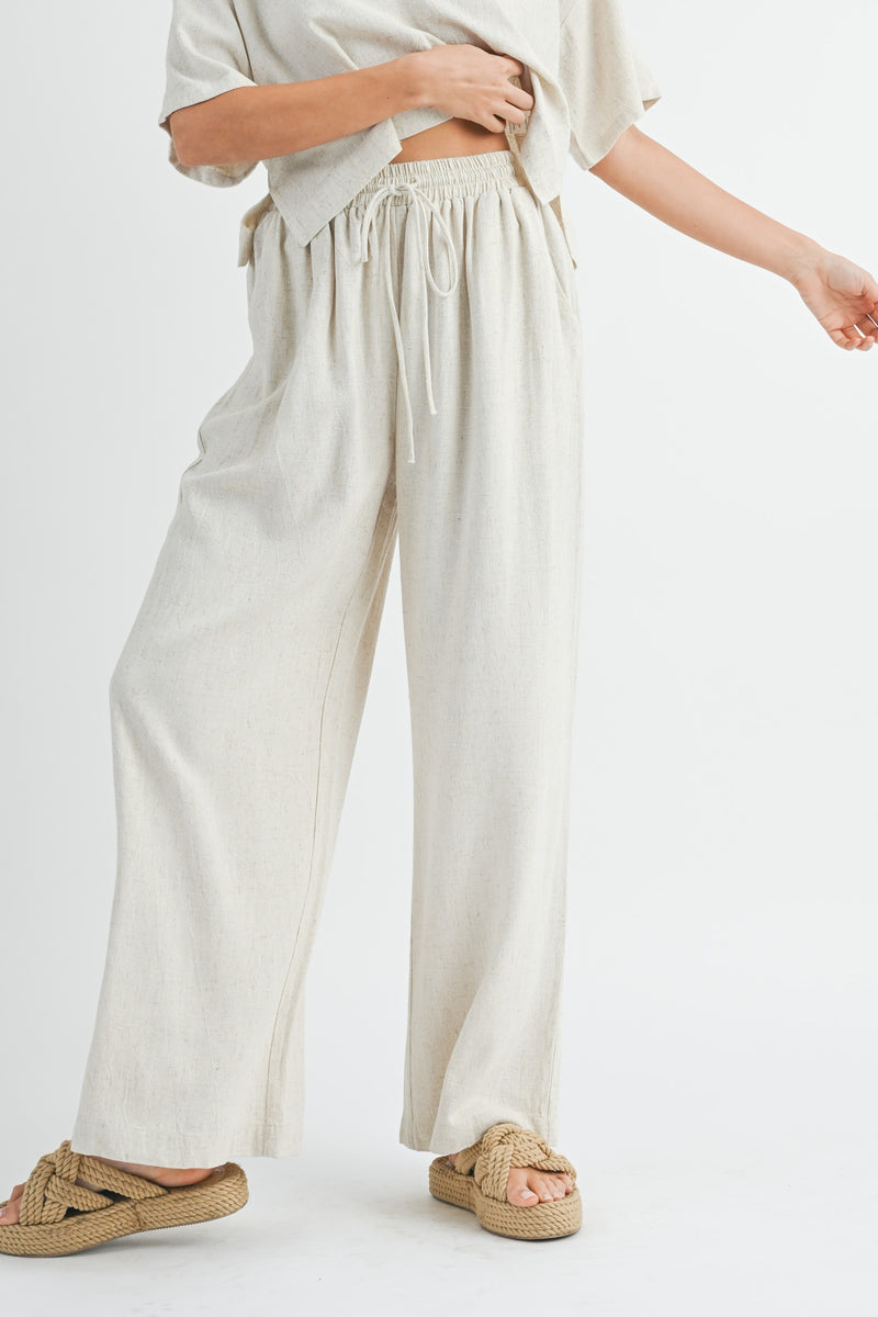 FINAL SALE Madelyn Linen Wide Leg Pants | Beige