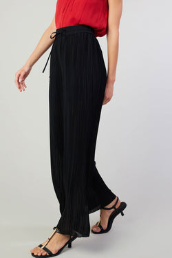 Current Air| Plisse Wide Leg Pant | Black