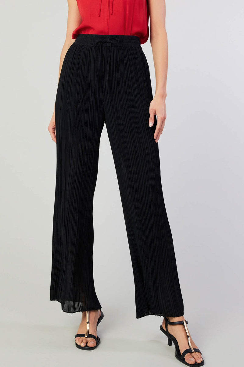 Current Air| Plisse Wide Leg Pant | Black