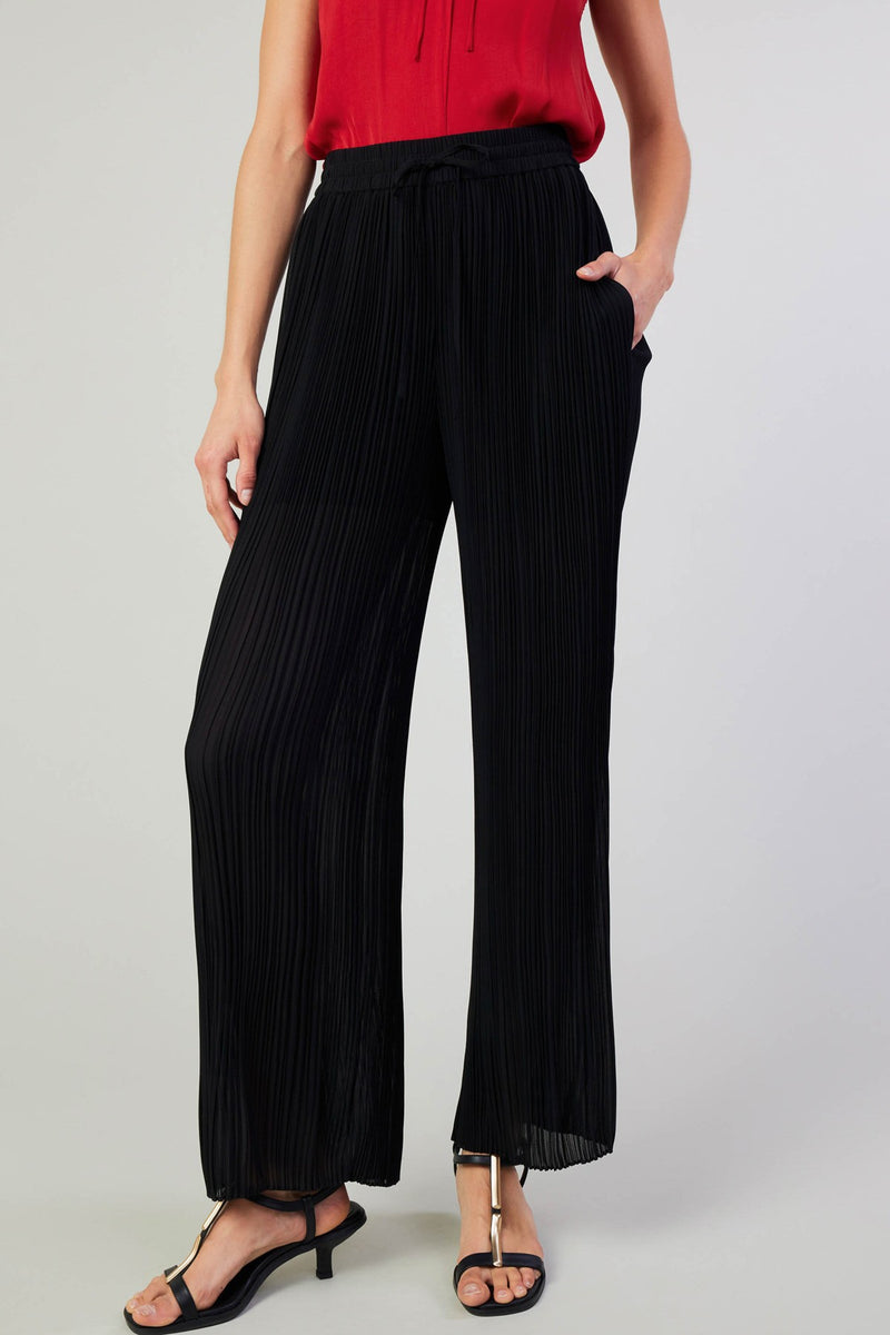 Current Air| Plisse Wide Leg Pant | Black