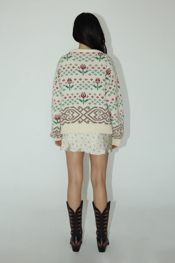 Shannon Vintage Floral Button Cardigan | Cream Multi