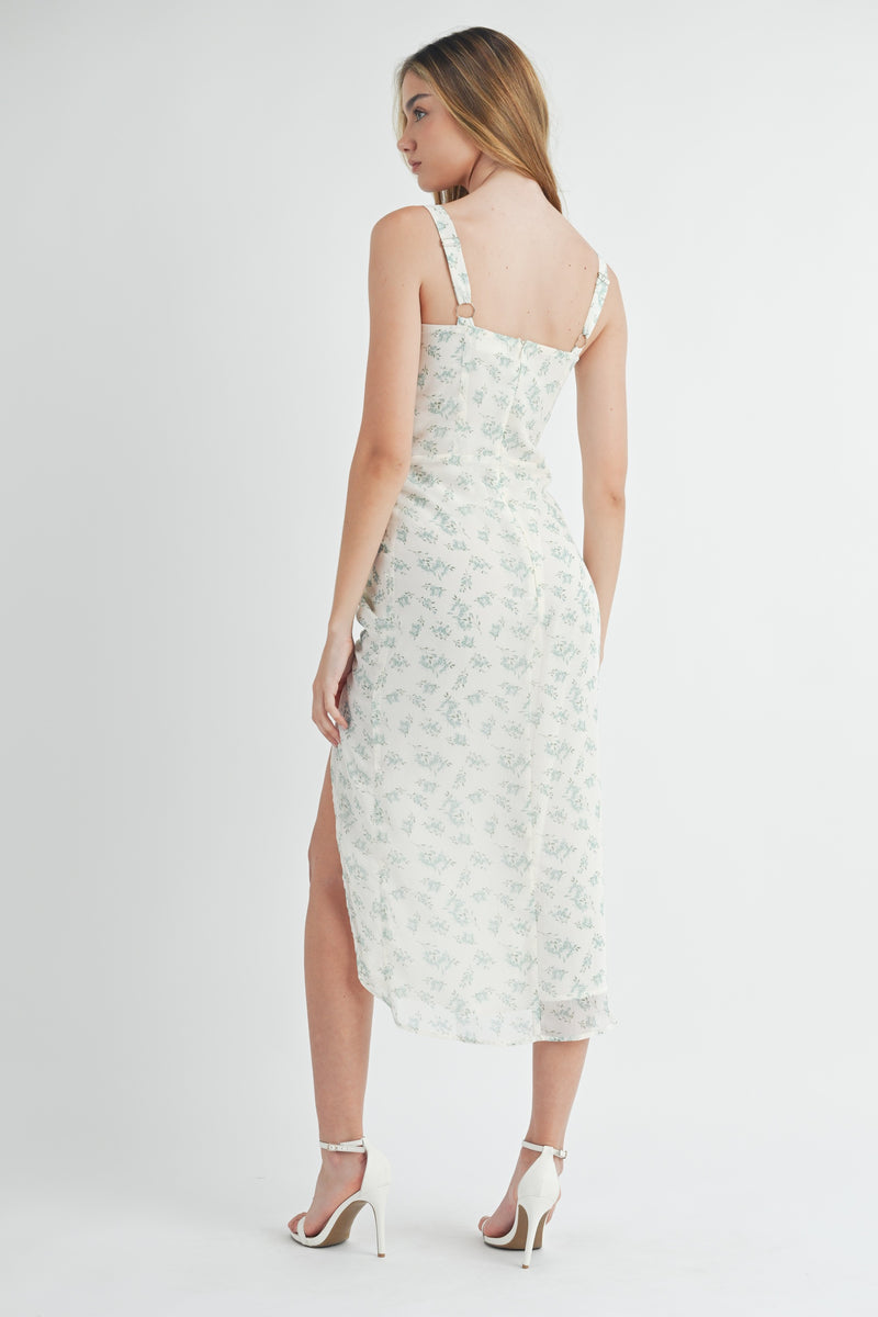 Steph Floral Midi Dress | Ivory & Green