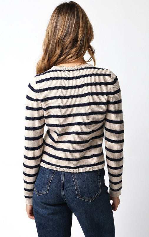 Gia Striped Knit Cardigan | Navy Natural