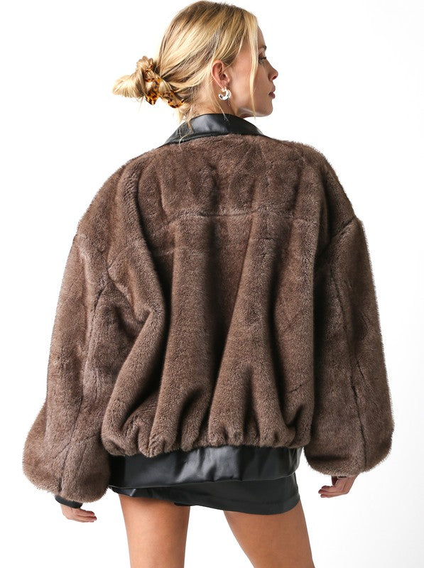 Carrie Brown Faux Fur & Leather Jacket