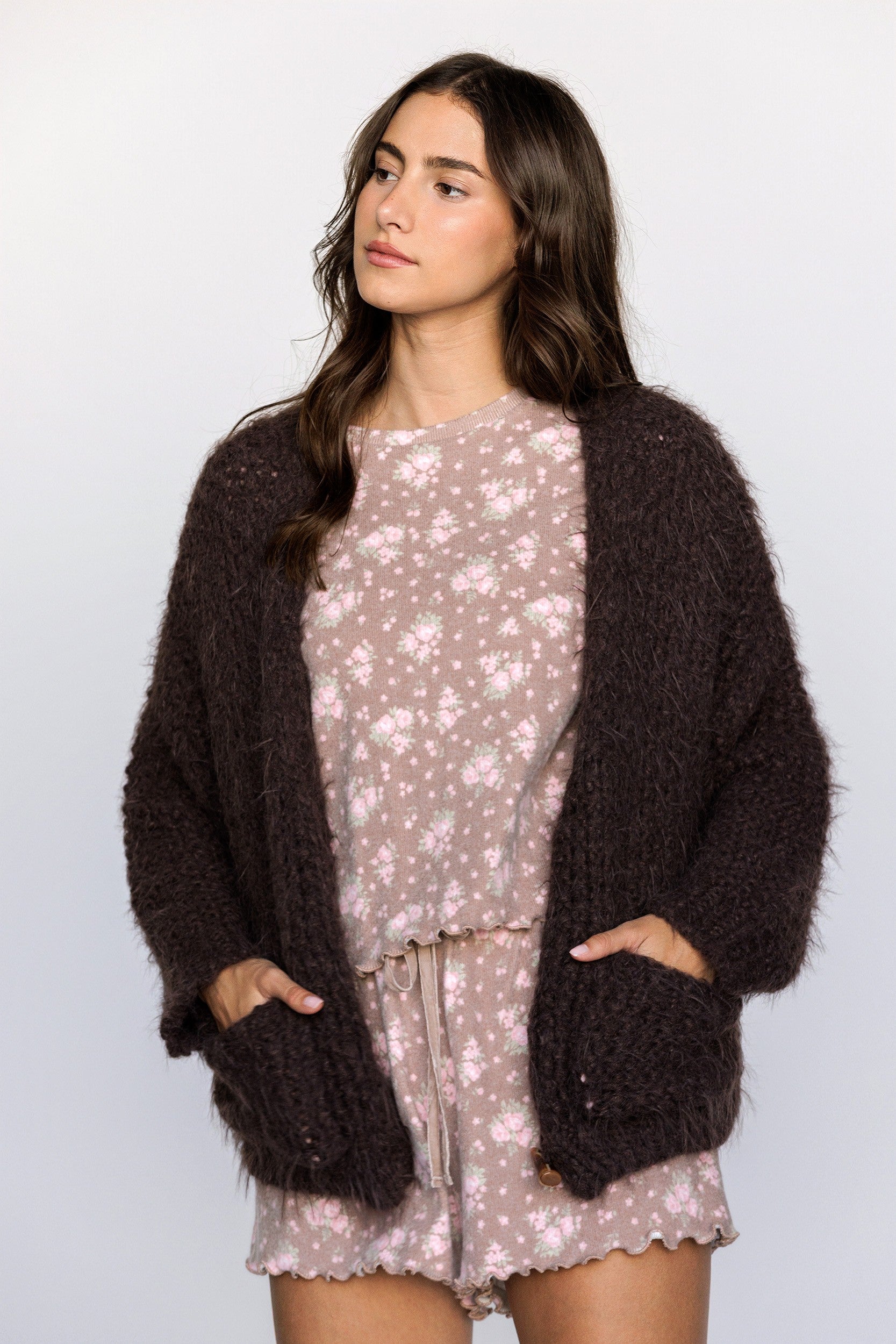 Teddy Brown Fuzzy Cardigan