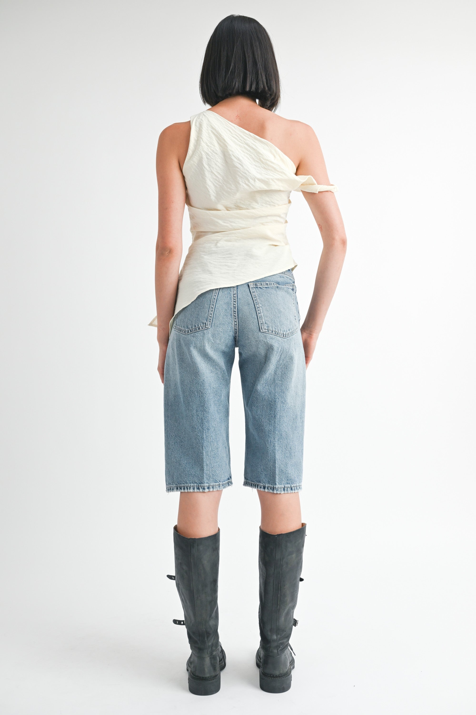 Dovie Asymmetrical Tunic Top Cream