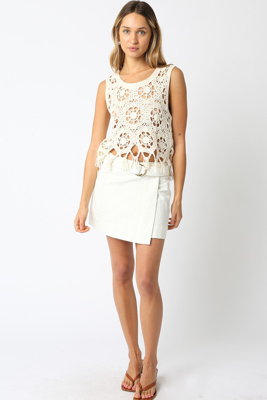 Ava Crochet Tank Top | Cream