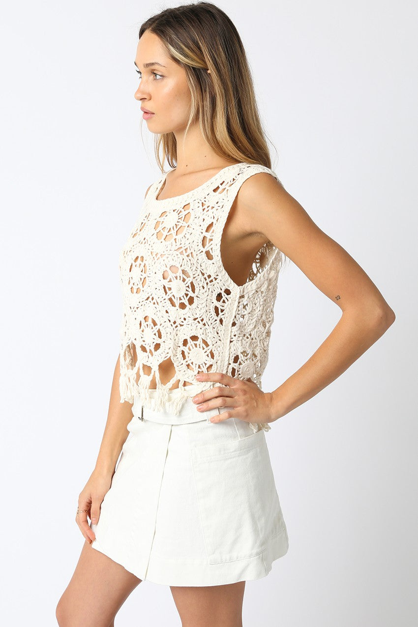 Ava Crochet Tank Top | Cream