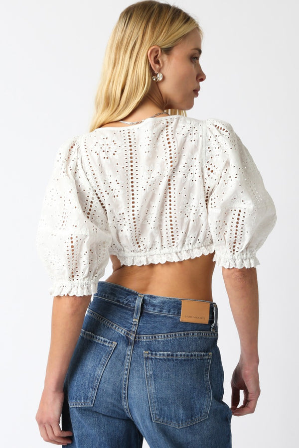 Raea Eyelet Crop Top | Ivory