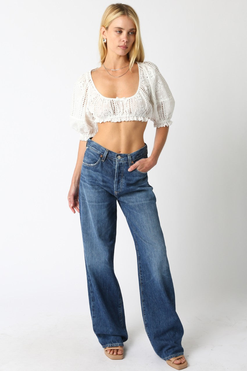 Raea Eyelet Crop Top | Ivory