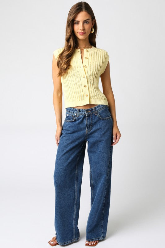 Scottie Sweater Vest Top Butter Yellow