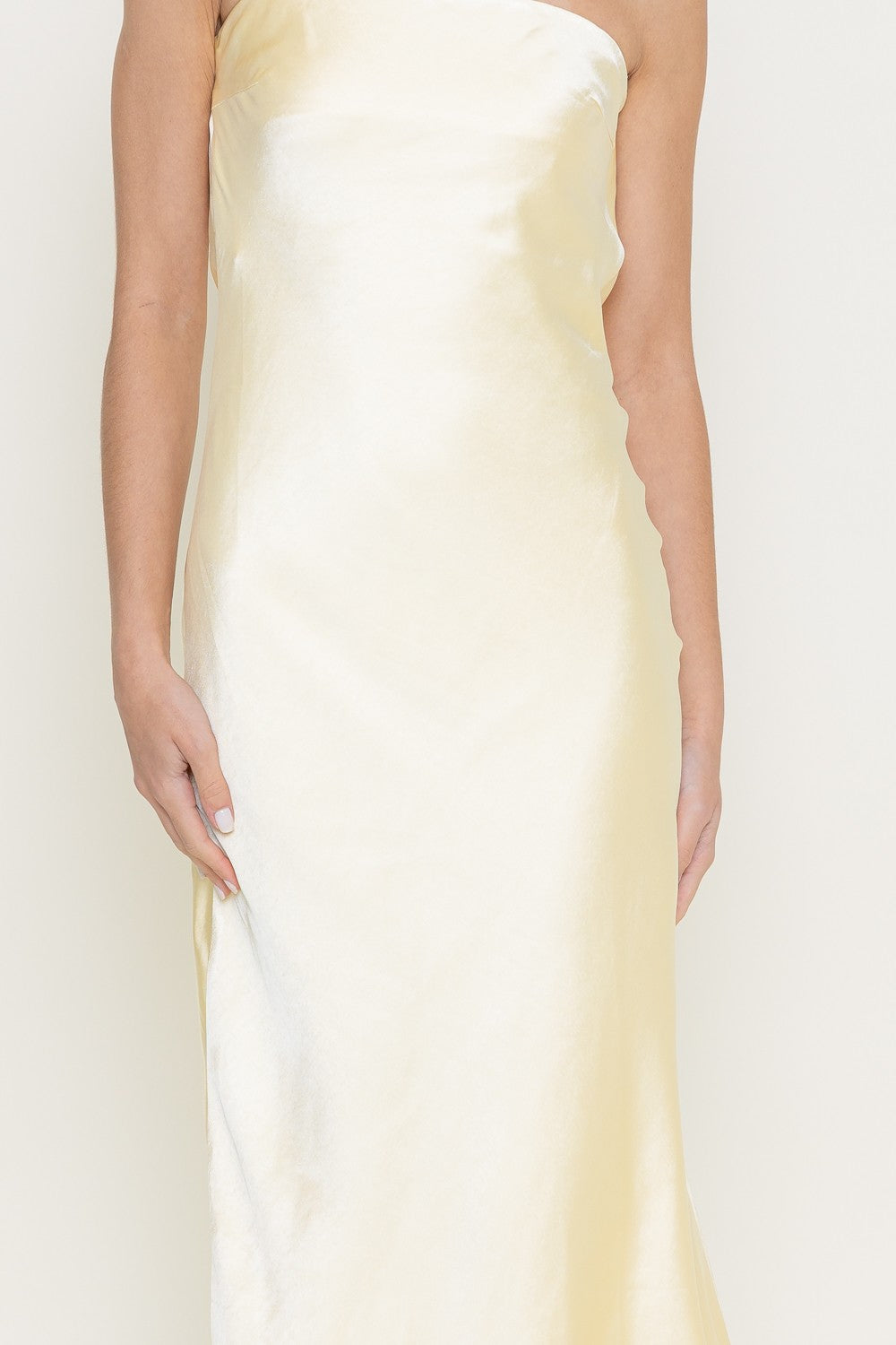 Limoncello Strapless Satin Maxi Dress