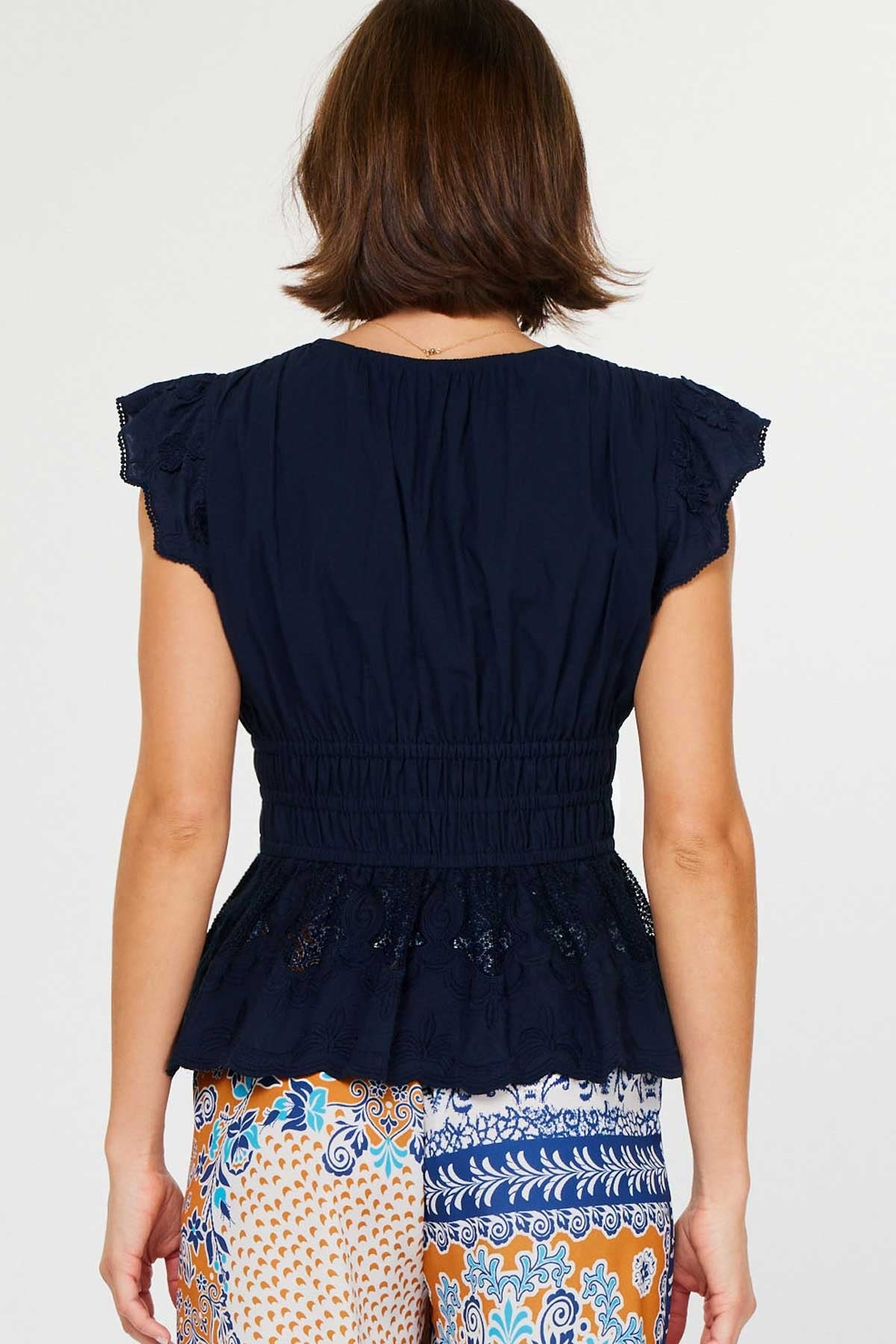 Current Air | Charlotte Eyelet Lace Peplum Top