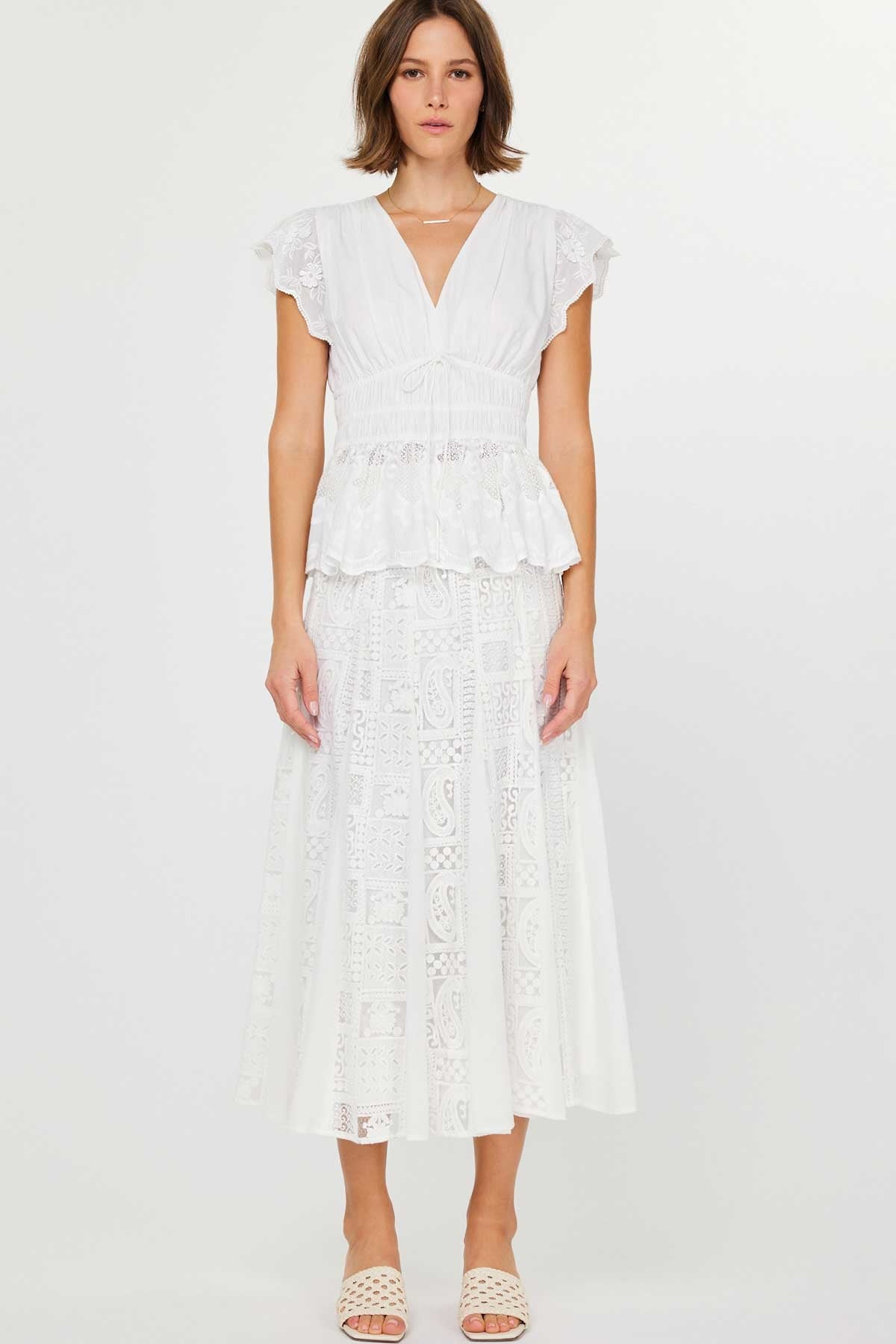 Current Air | Charlotte Eyelet Lace Peplum Top