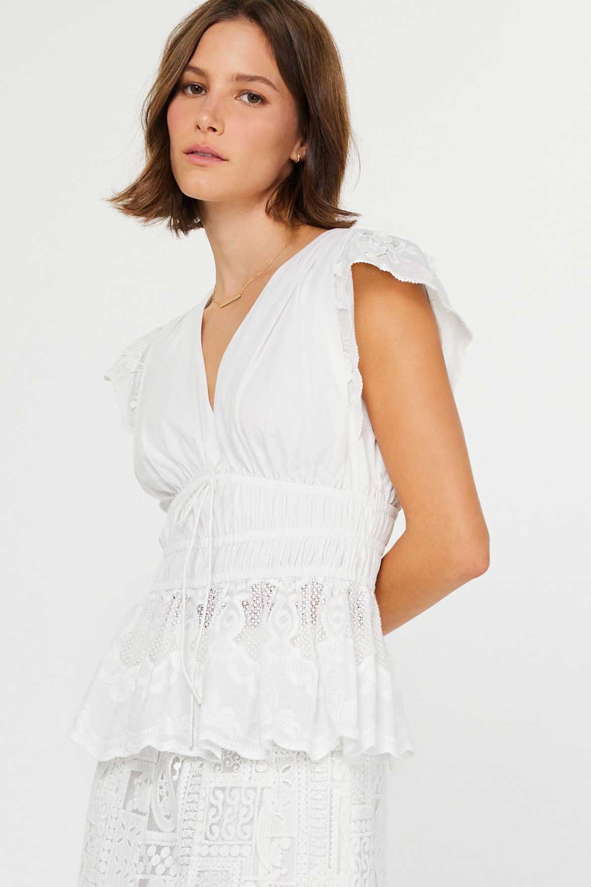 Current Air | Charlotte Eyelet Lace Peplum Top