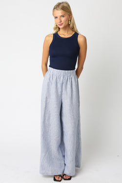 Kaeli Striped Wide Leg Linen Pants