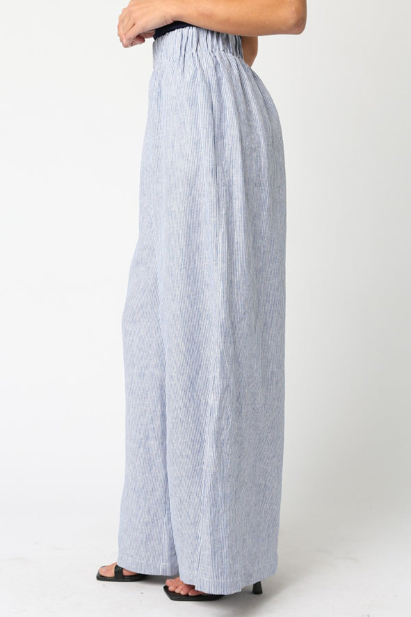 Kaeli Striped Wide Leg Linen Pants