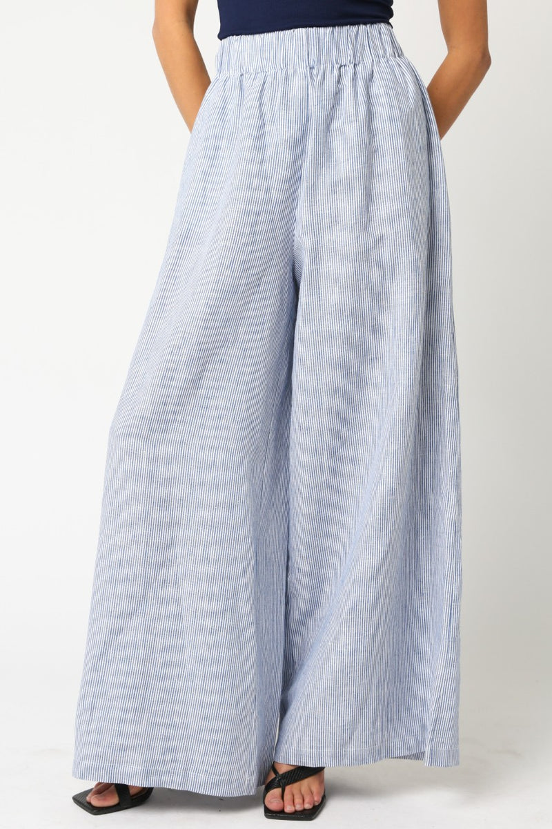 Kaeli Striped Wide Leg Linen Pants