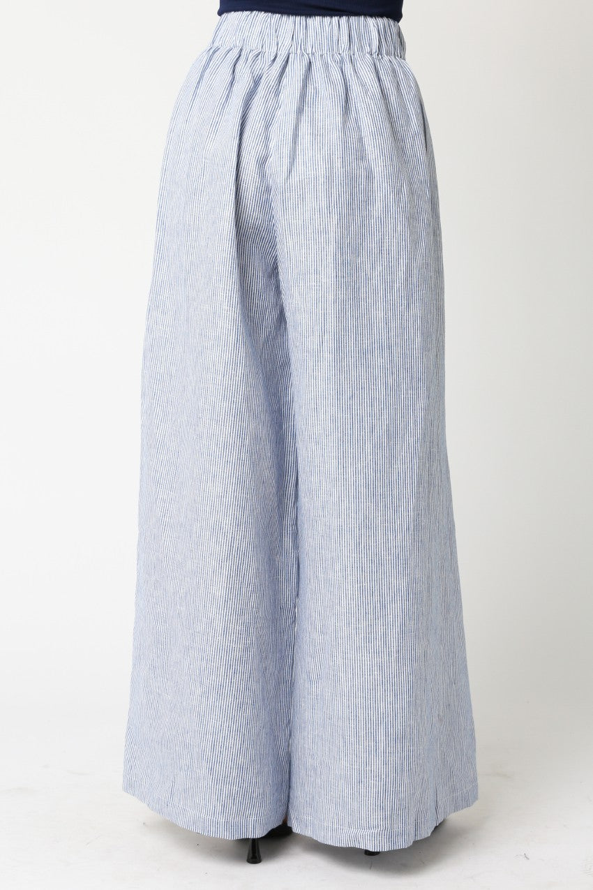 Kaeli Striped Wide Leg Linen Pants
