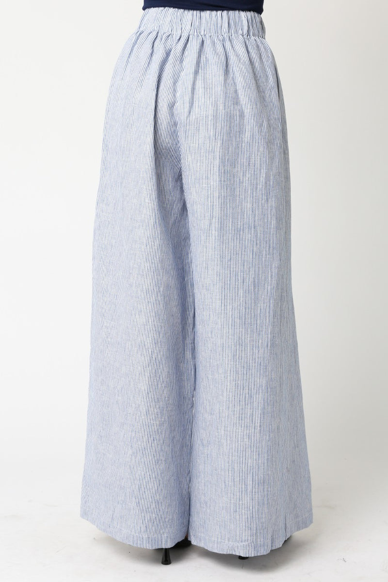 Kaeli Striped Wide Leg Linen Pants