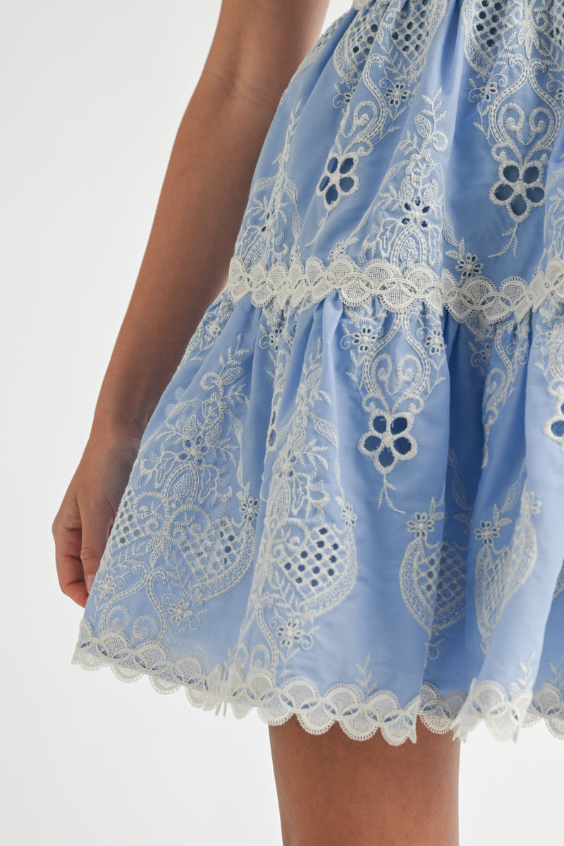 Talia Embroidered Mini Dress | Blue