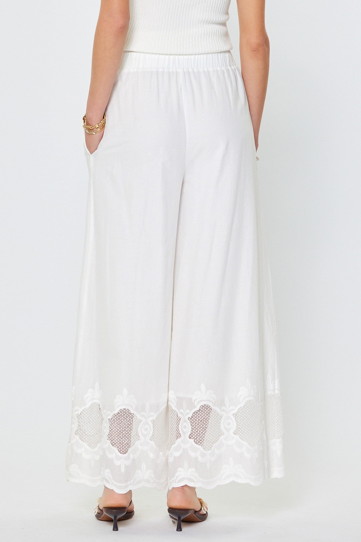 Current Air Layla Embroidered Wide Leg Pants