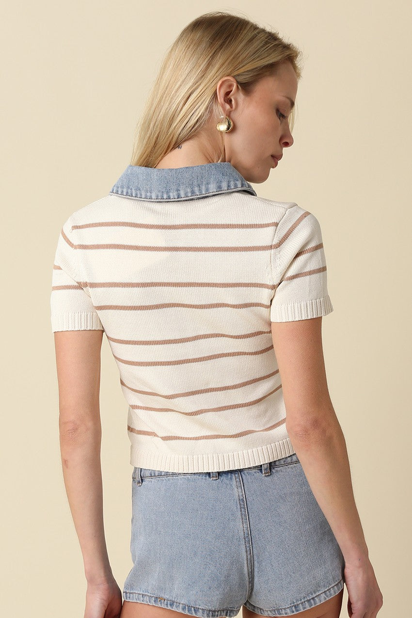 Alana Striped Knit Sweater Top