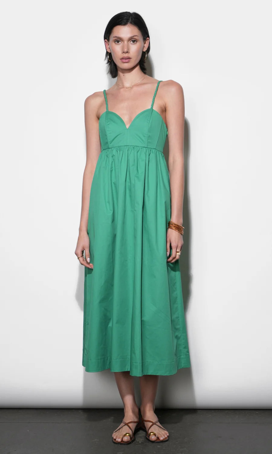 Libby Green Boned Bodice Midi Dress