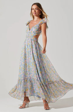 FINAL SALE ASTR the Label | Primrose Dress | Blue Pink Floral