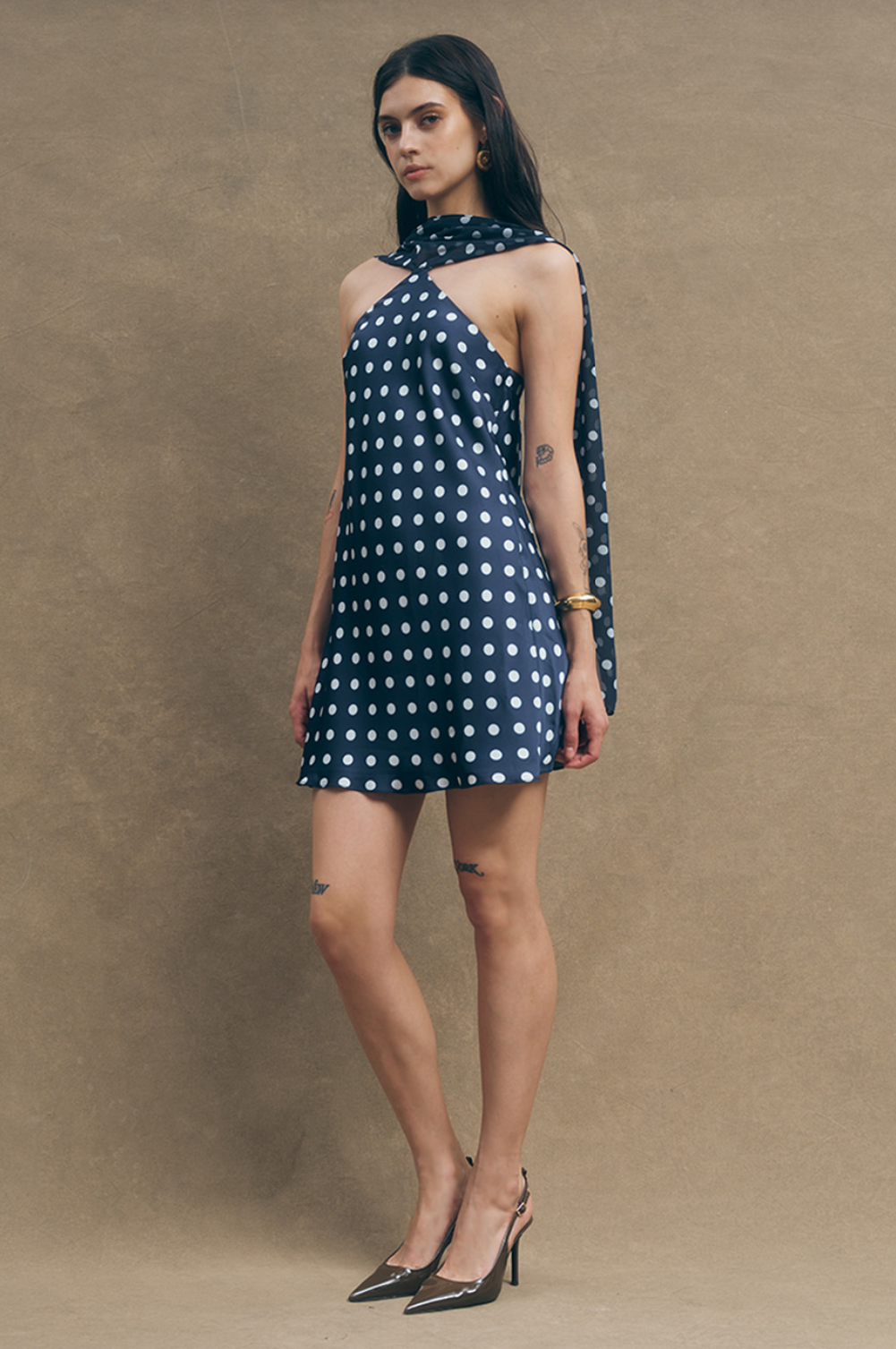 Hendrix Navy White Dots Dress