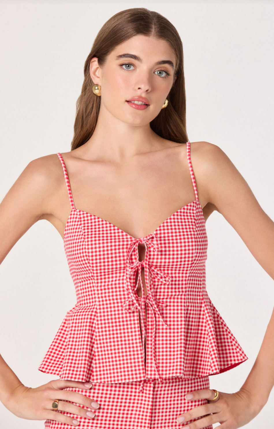 Alma Red Gingham Top