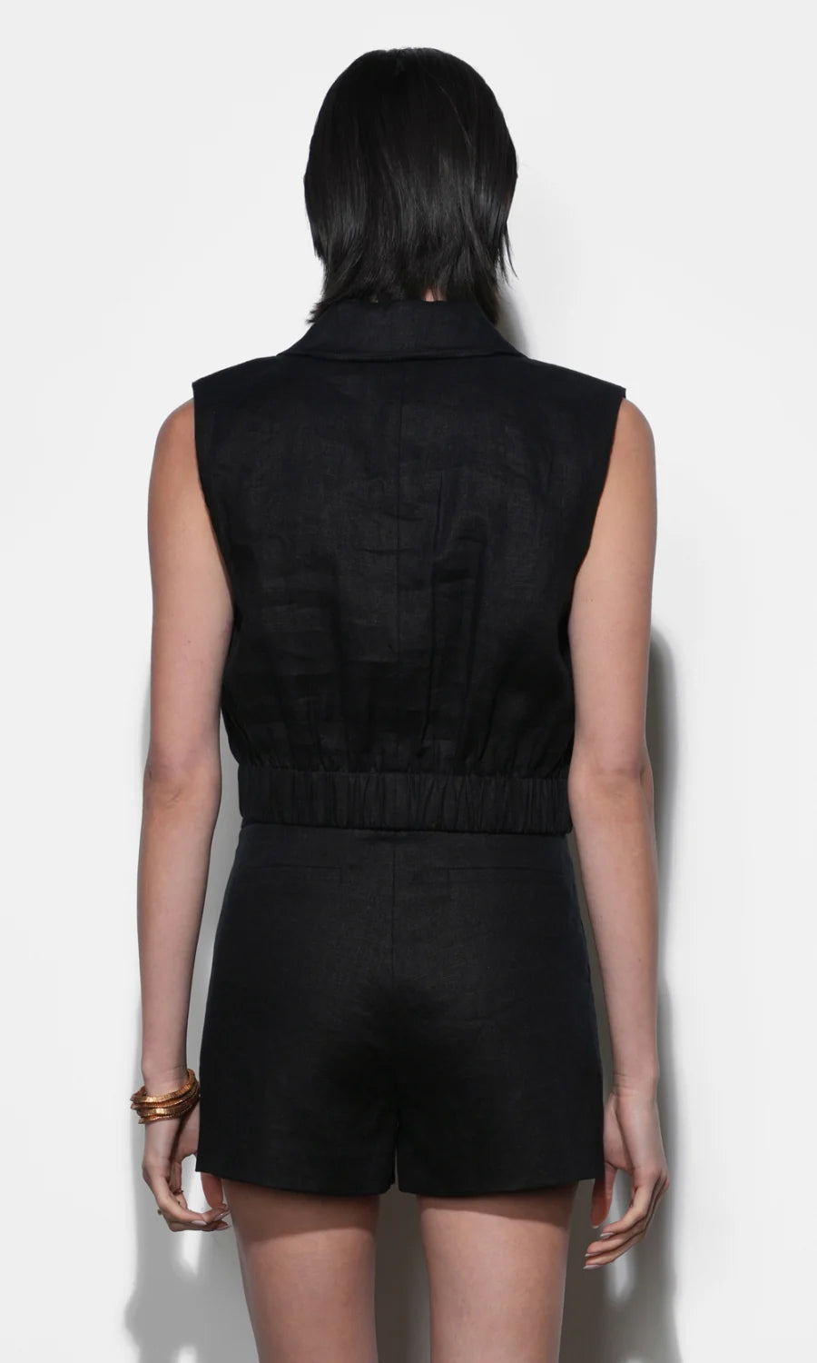 Haisley Black Linen Shorts