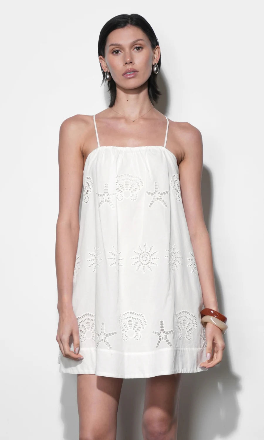 Greylin Daisy White Embroidered Popover Mini Dress | Mini Dress | Coco Kimono