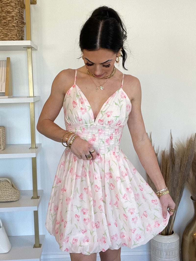 FINAL SALE Tulip Floral Mini Dress | Pink