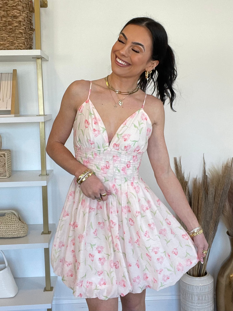 FINAL SALE Tulip Floral Mini Dress | Pink