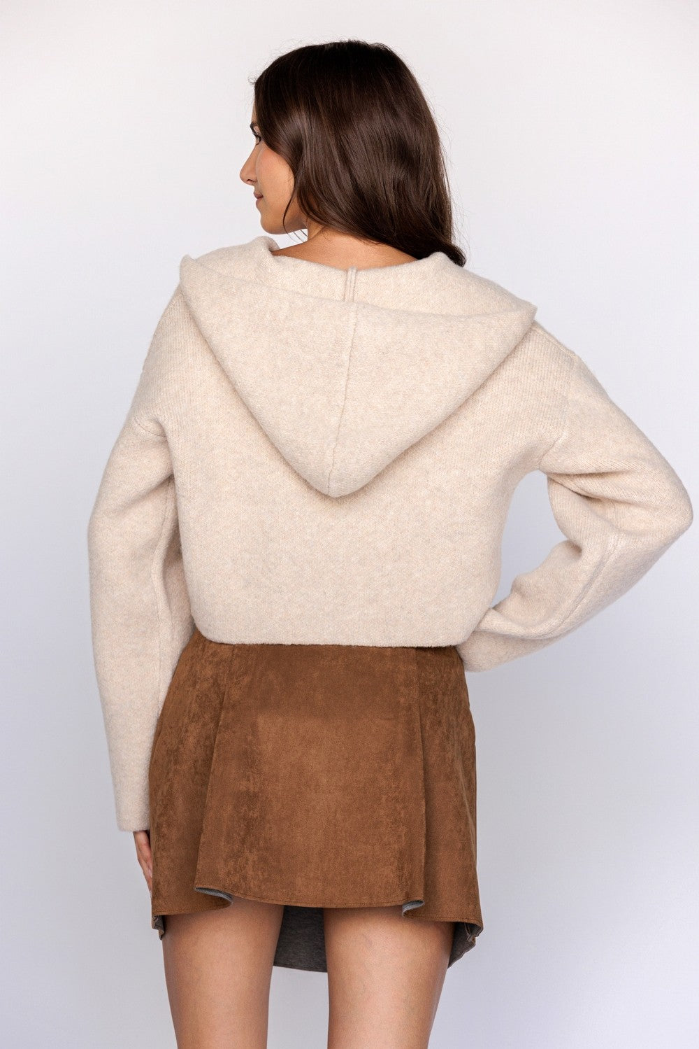 Steph Beige Knit Hoodie Jacket