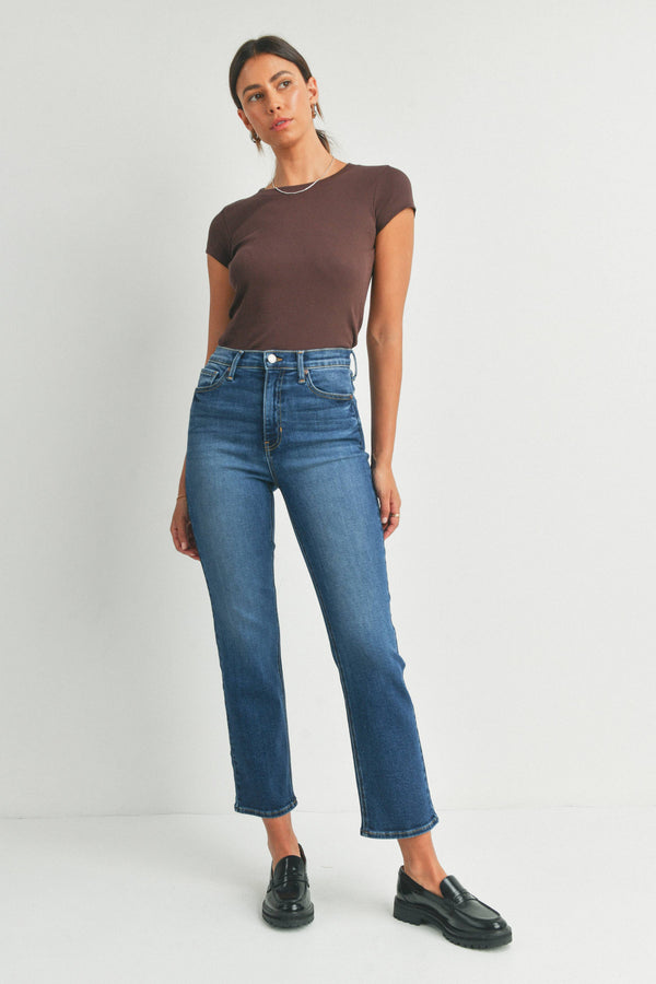 Leaha High Rise Classic Straight Jeans | Dark Denim