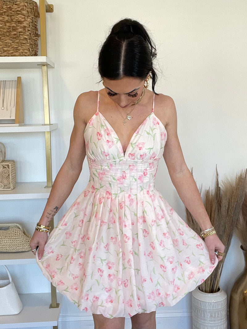 FINAL SALE Tulip Floral Mini Dress | Pink