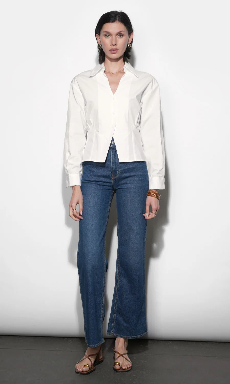 Greylin Wesley White V Neck Collar Shirt