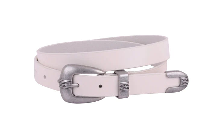 Polly Leather Western Belt | Bone