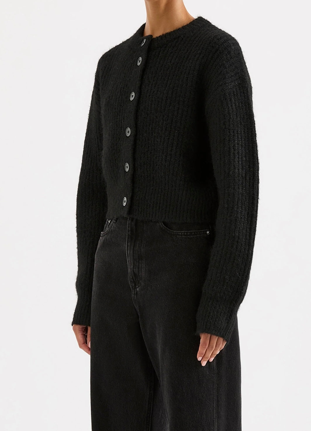 Nixon Cropped Cardigan Black
